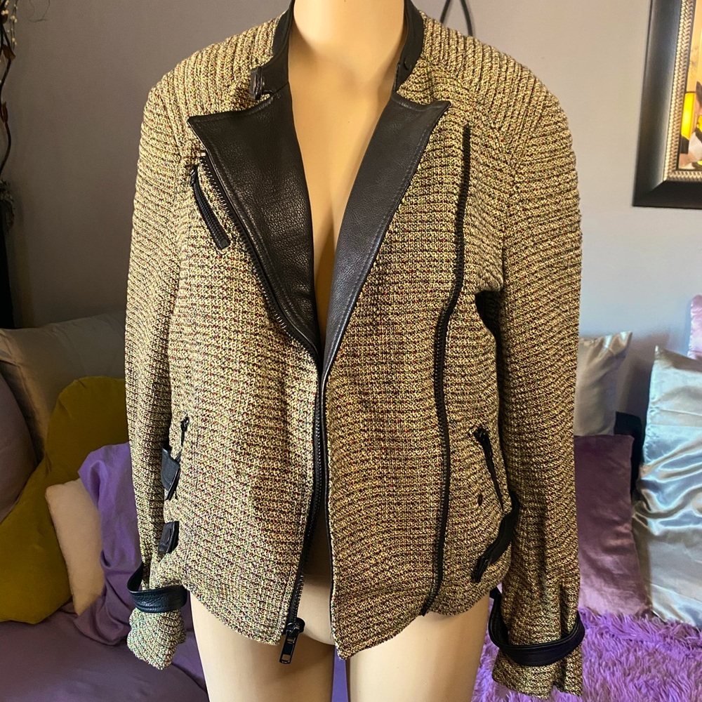 A.L.C Tweed and leather jacket💚